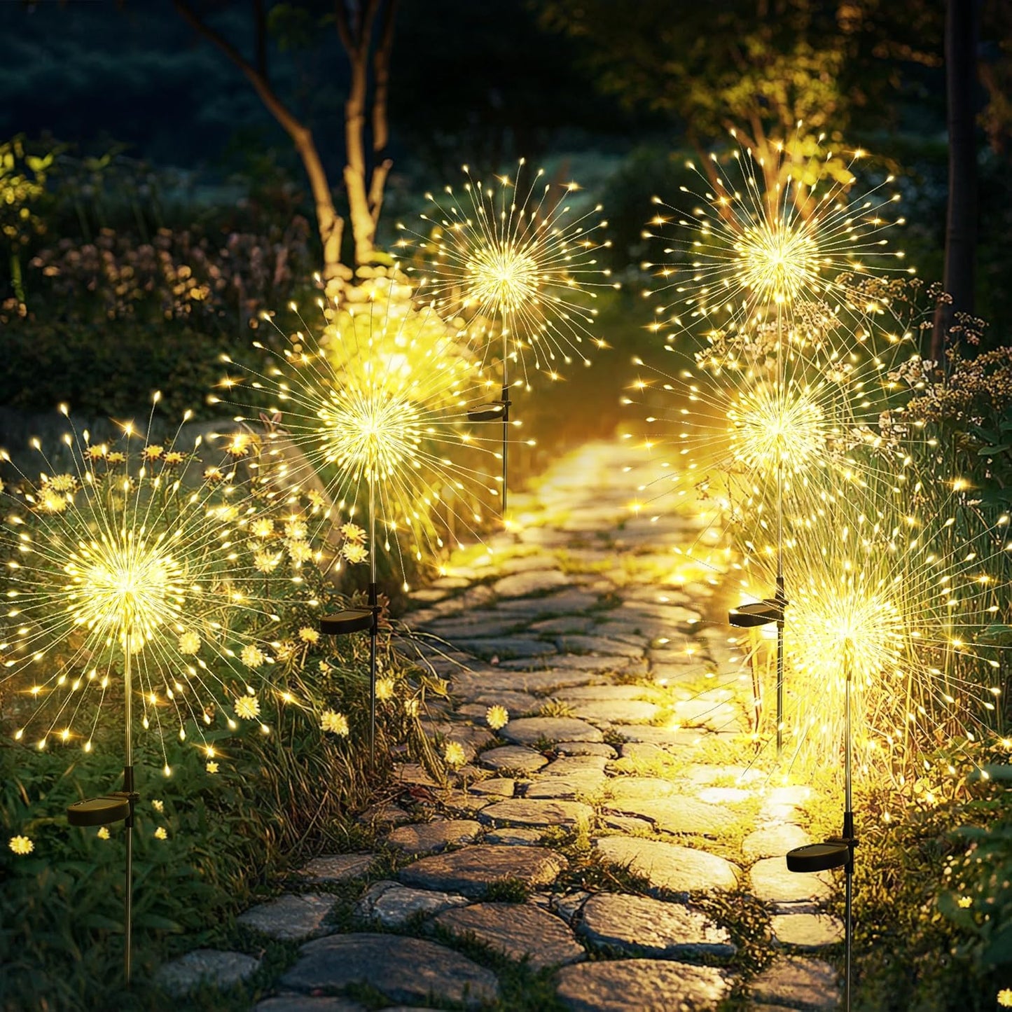 GIGALUMI Solar Garden Lights 120LED 6Pack for Outdoor Decor