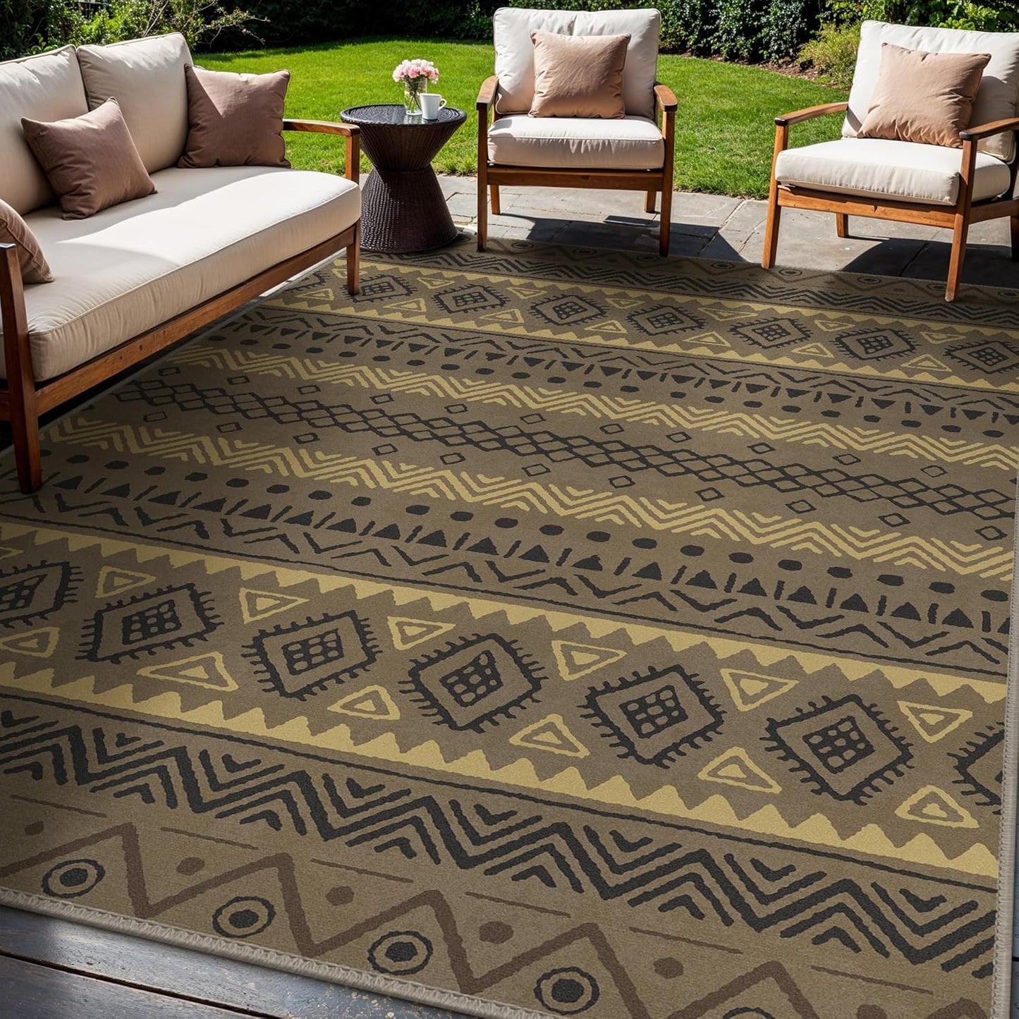 GENIMO Outdoor Rug for Patio Clearance, 8ftx10ft Waterproof Mat