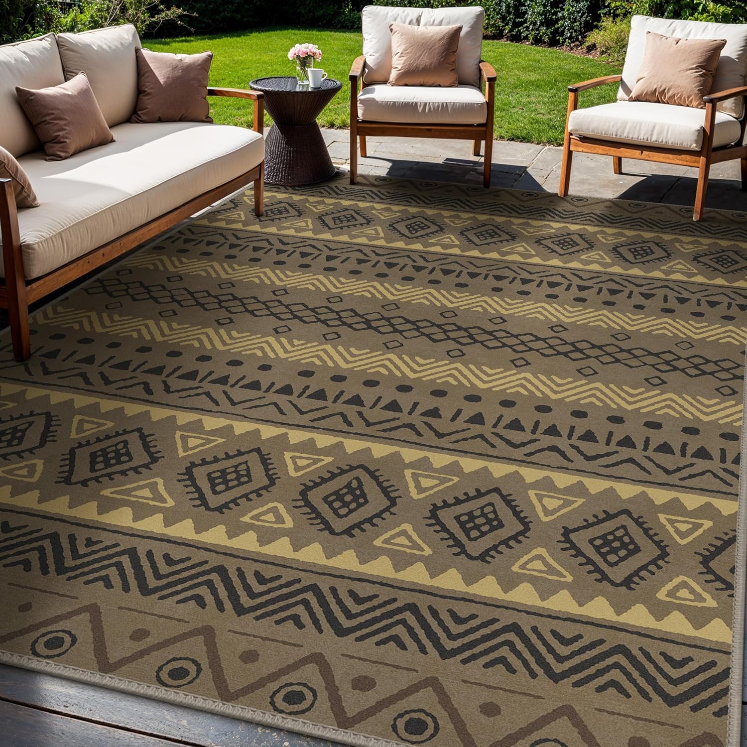 GENIMO Outdoor Rug for Patio Clearance, 8ftx10ft Waterproof Mat