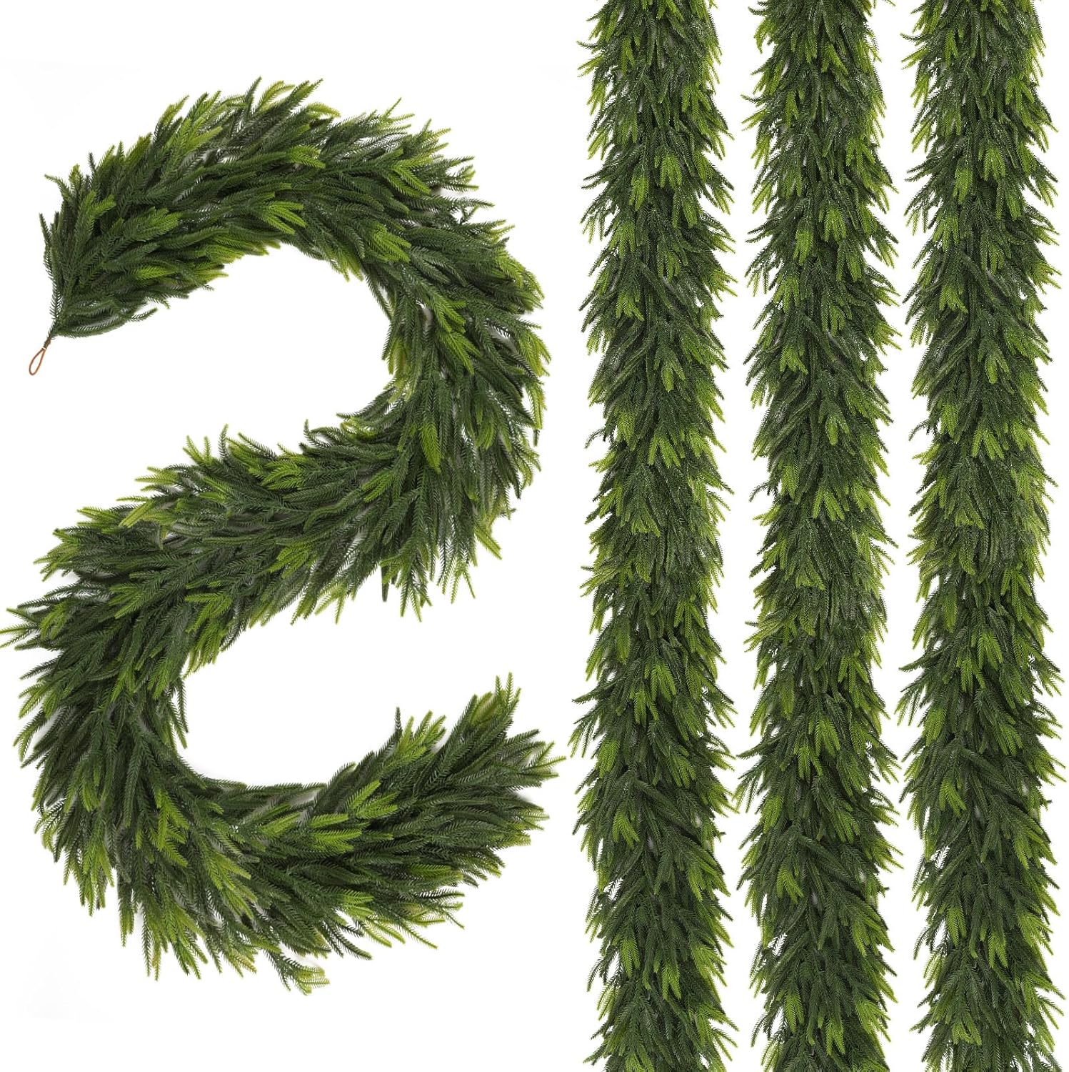 9FT Christmas Norfolk Pine Garland for Holiday Indoor Outdoor Decor