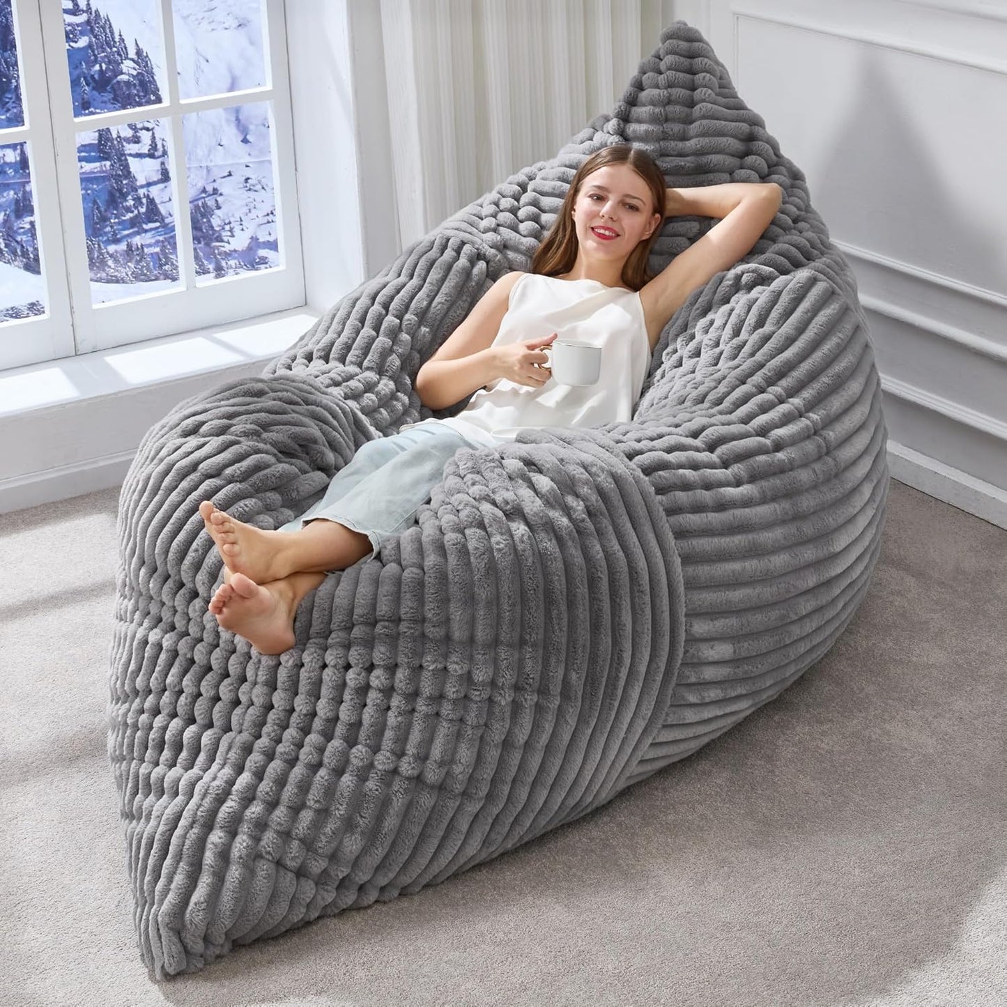 Hobestluk 3 in 1 Bean Bag Chair for Ultimate Comfort and Fun