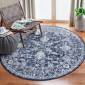 KILOCOCO 5ft Round Area Rug - Washable Vintage Floral Navy