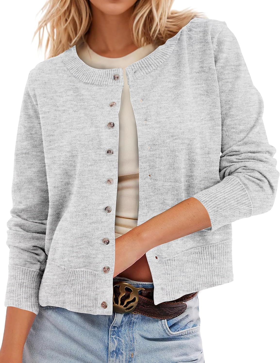 Leopard Cardigan Open Front Button Up Sweaters for Women
