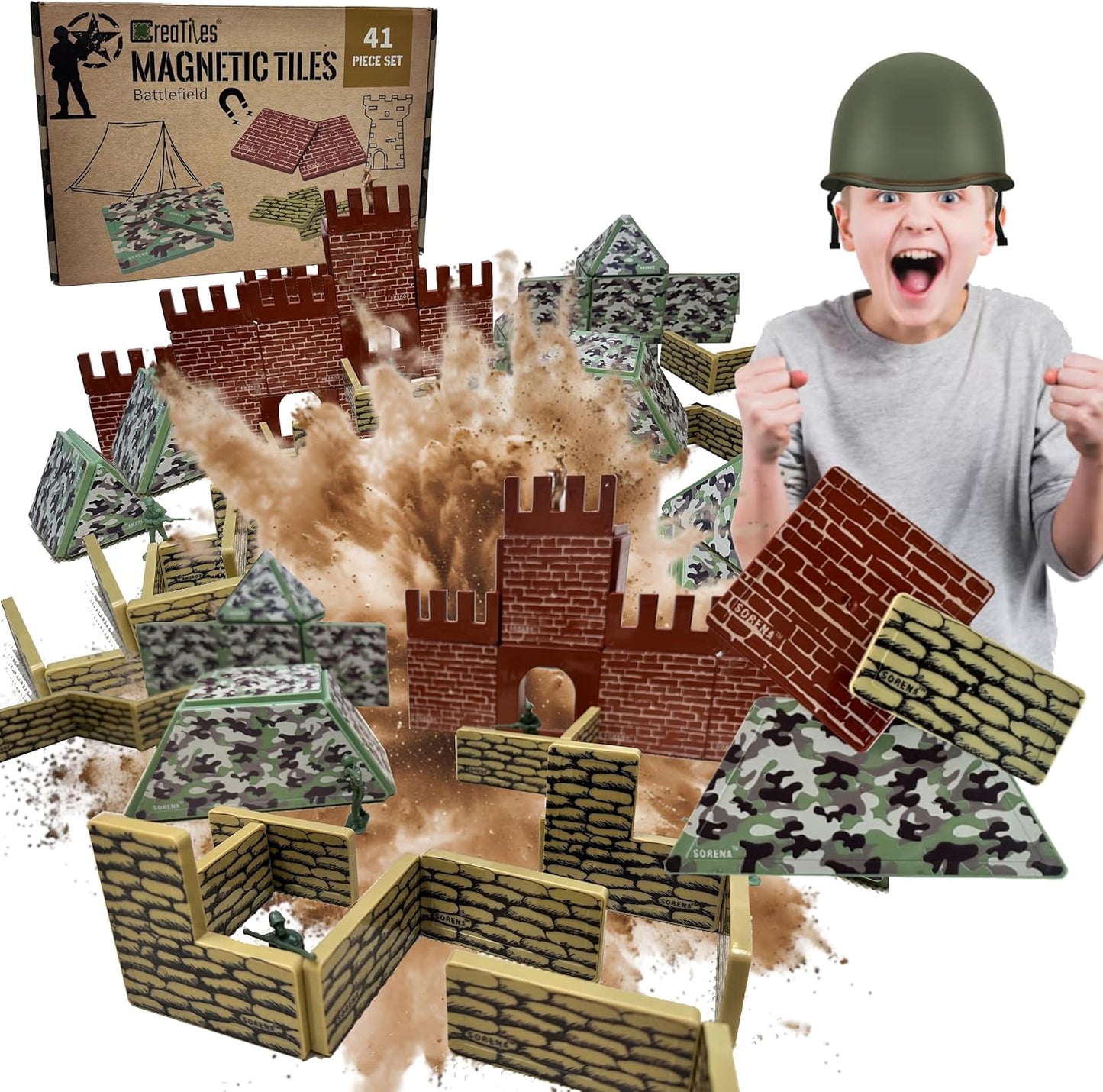 Military Battlefield Base Magnetic Tiles for Creative Learning