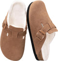 Women's Fuzzy Suede Clogs Leather Mules Fur Lined Soft Non Slip - Cozy