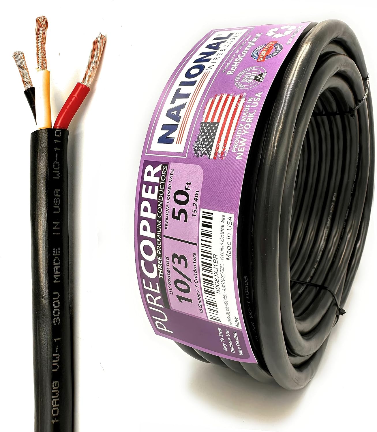 10 AWG 3-Conductor Premium Copper Wire for Versatile Use
