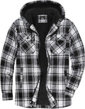 Mens Flannel Jacket Sherpa Lined Hooded Zip Up Plaid Jacket - Warm