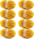 Chunky Yarn for Hand Knitting - Jumbo Chenille 8 Pack (Golden)