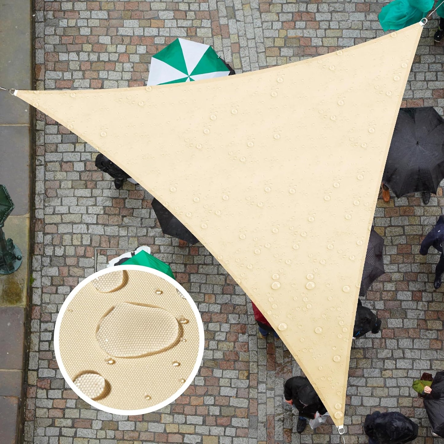 Custom Size Beige Triangle Waterproof Sun Shade Sail for Outdoors