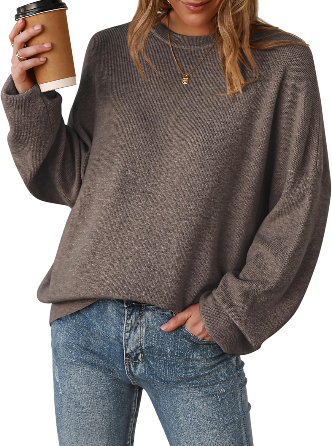Arach&Cloz Women's Wool Blend Oversized Sweater for Fall Style