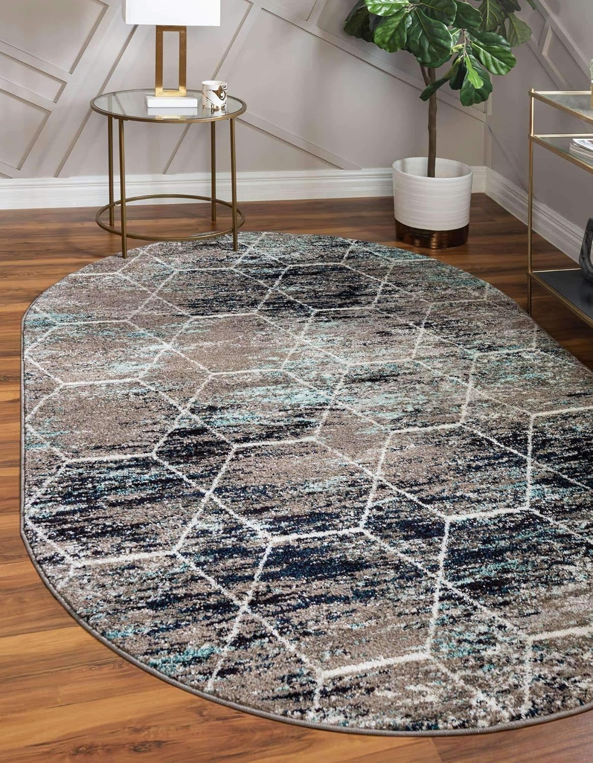 Unique Loom Trellis Frieze Collection Area Rug - Geometric Style
