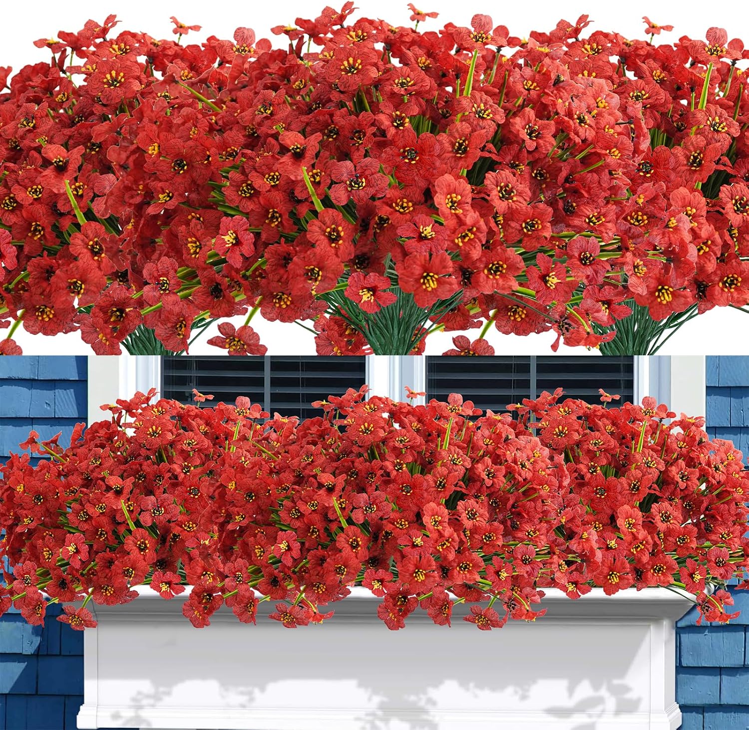Uieke 72PCS Artificial Flowers for Outdoors, UV Resistant Decor