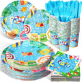 400 Pcs Pool Party Supplies for 50 Guests - Summer Pool Tableware Set