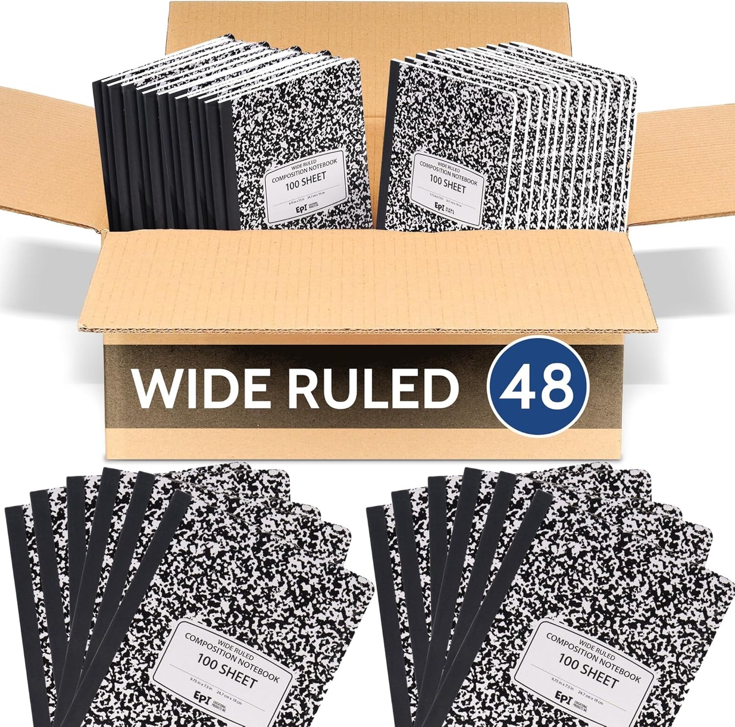 EPI Marble Hardcover Composition Notebook - Perfect for School
