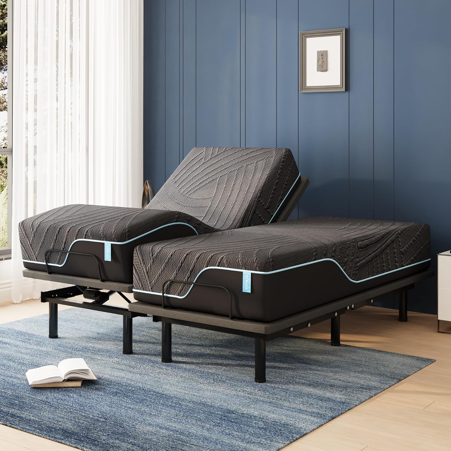 Split King Adjustable Bed Frame with Cooling Copper Mattress