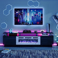 Fireplace TV Stand with 36 Electric Fireplace and LED Lights - Fits