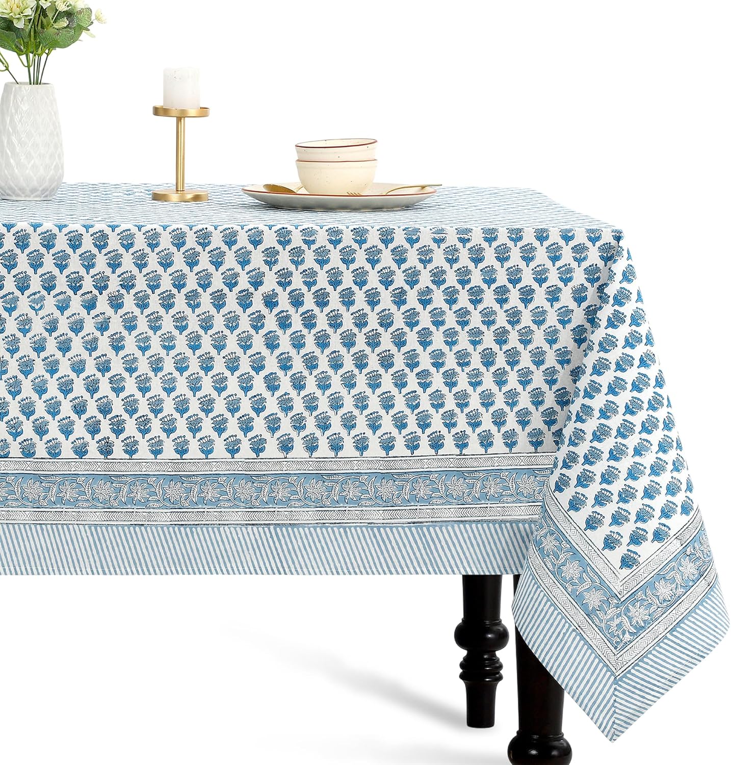 CPC Tablecloth 100% Cotton 72x140 Inch Indian Block Print Cover