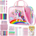 D-FantiX Unicorn Art Supplies Convertible Bag 63Pc Coloring Set