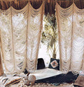 Macrame Curtain Boho Panel 59in x 75in - Handmade Cotton Doorway Decor