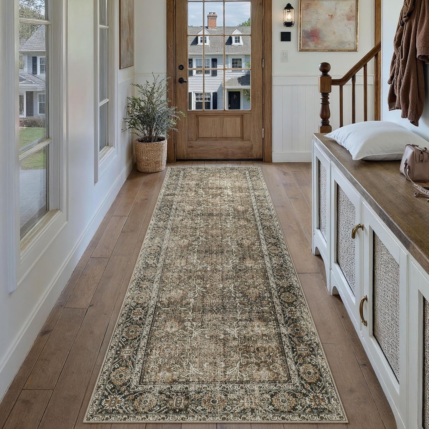 Brown Runner Rug 2x7 Vintage Area Carpet for Home Decor