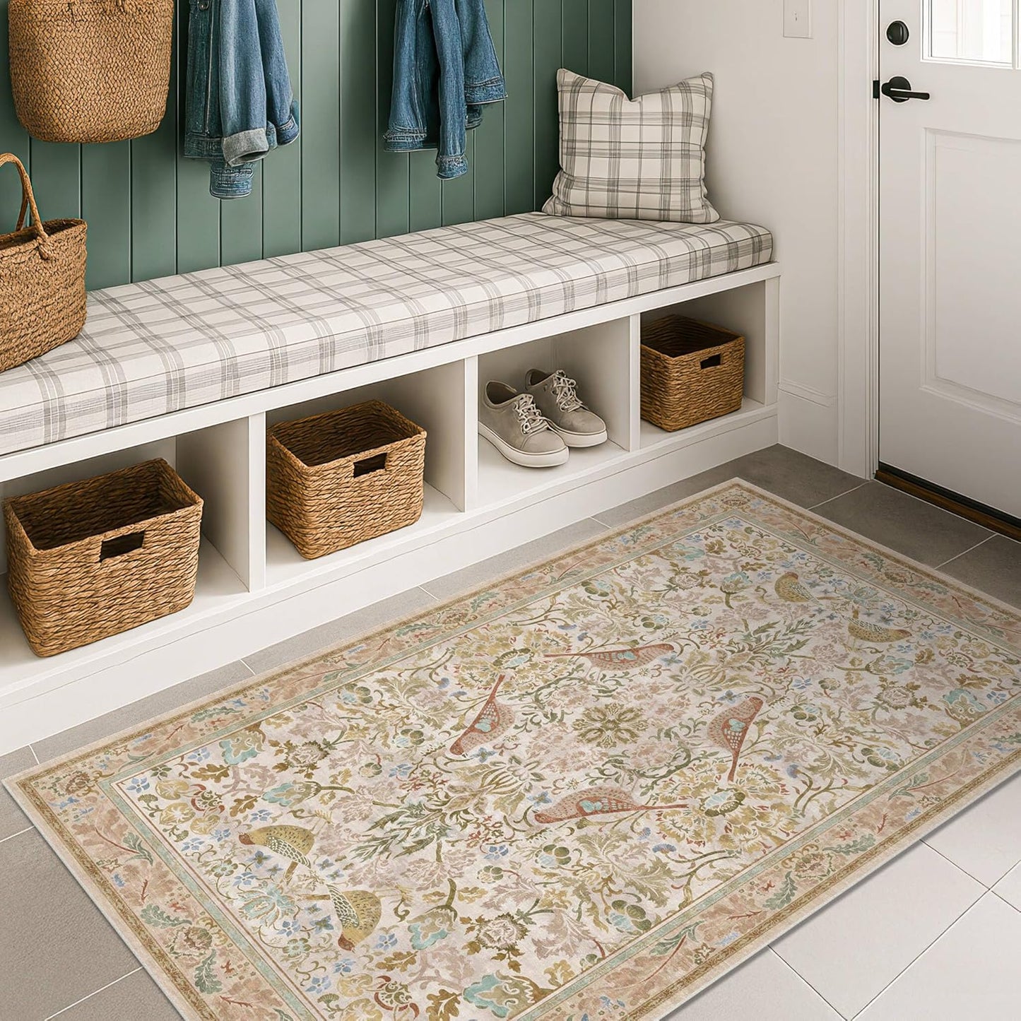 Large Entryway Rugs Indoor - Beige 3x5 Washable for Home