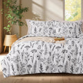 King Size Comforter Set White Floral Reversible Bedding - All Seasons
