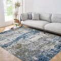 5x7 Modern Abstract Faux Wool Rug Navy - Ultra-Soft Low Pile Accent