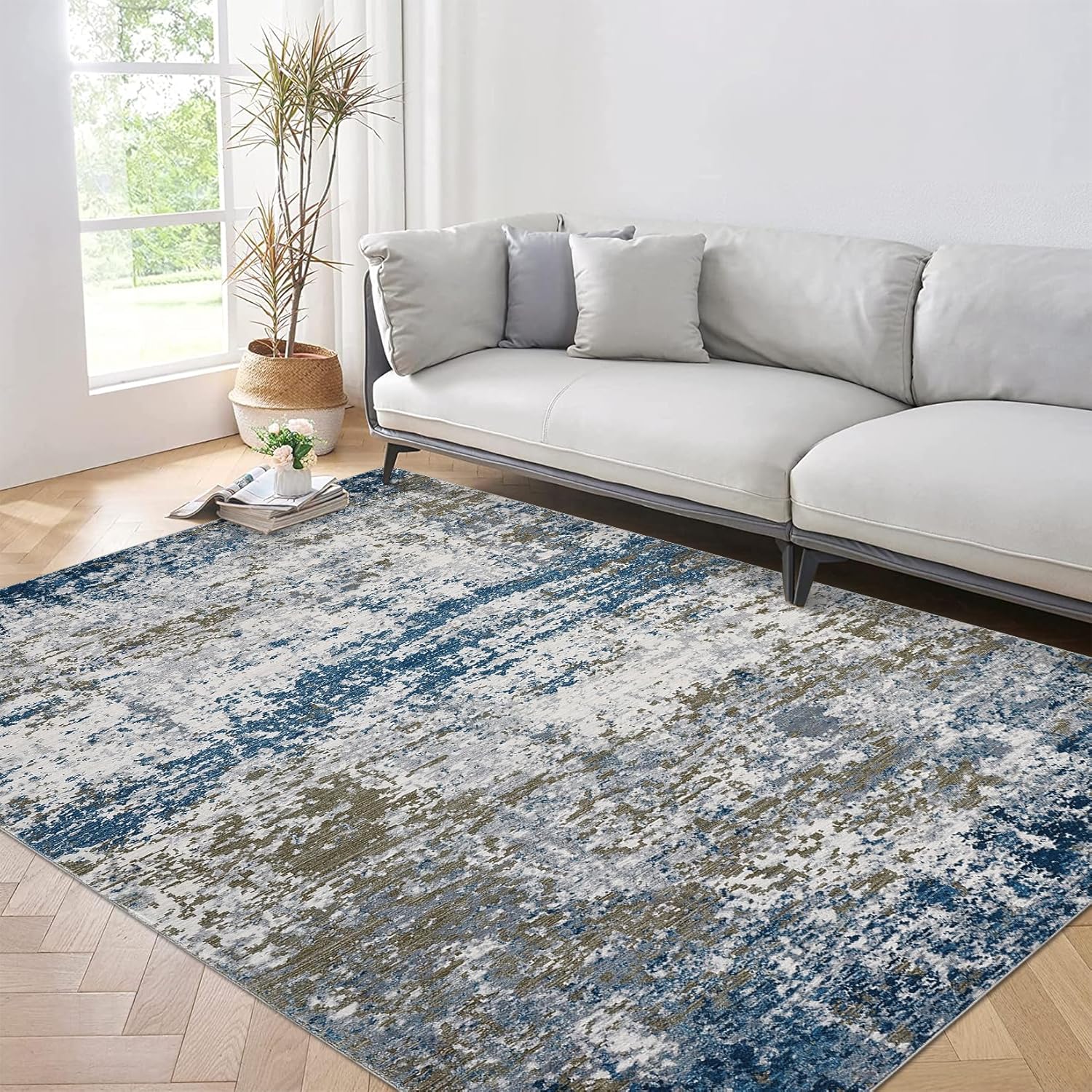 5x7 Modern Abstract Faux Wool Rug for Bedroom - Ultra-Soft Design