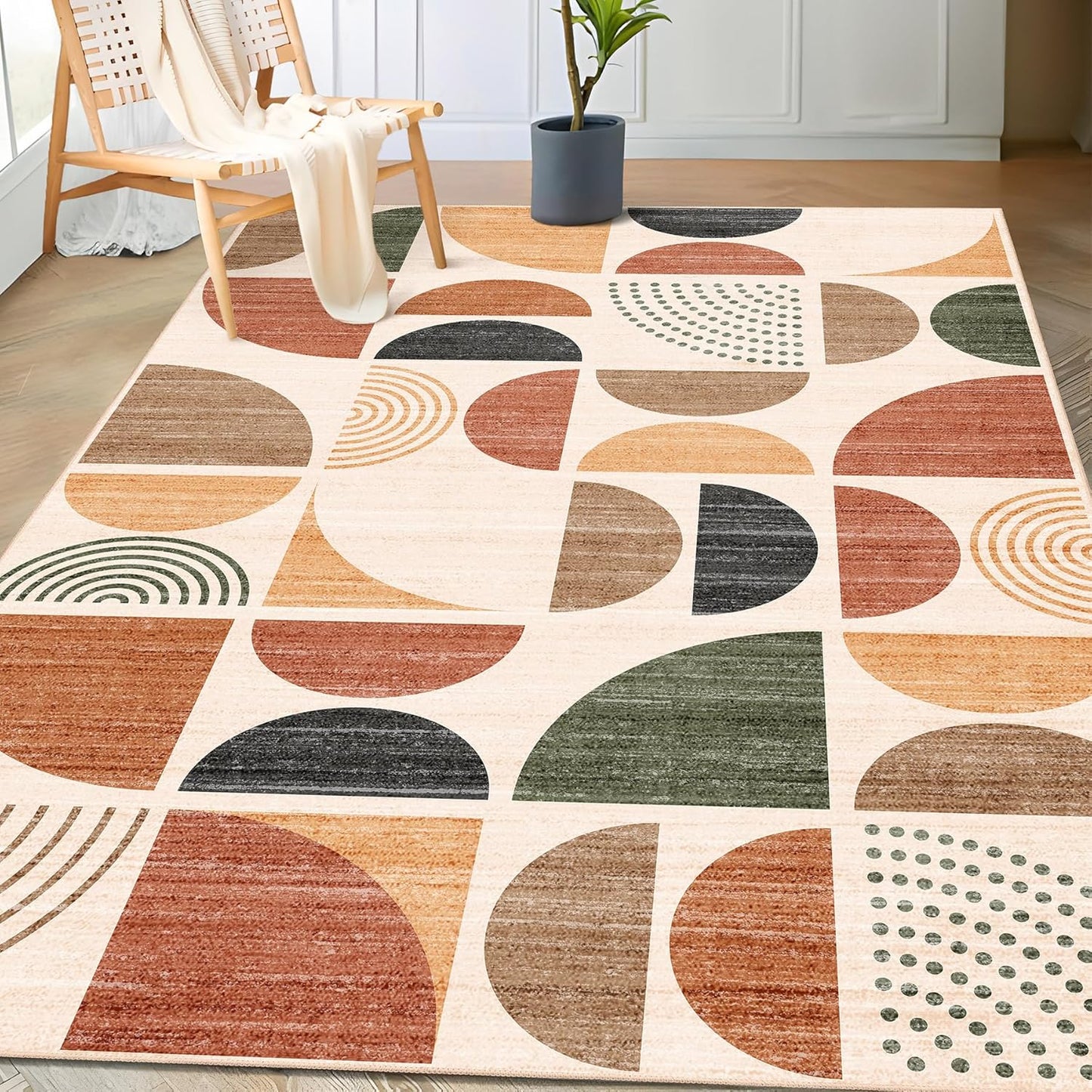 MUJOO 3x5 Washable Boho Area Rug for Living Room and Bedroom
