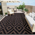Outdoor Rug 10x14 ft Waterproof Patio Mat - Reversible Black Brown