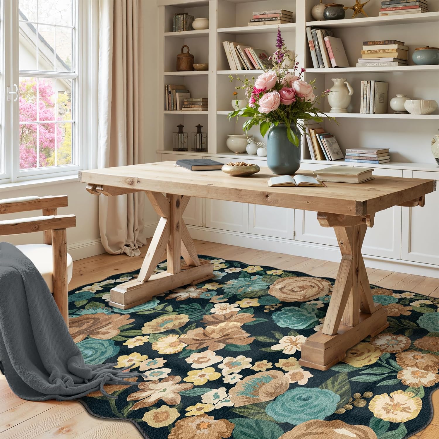 Washable Floral Area Rug 3x5 for Kitchen and Living Room