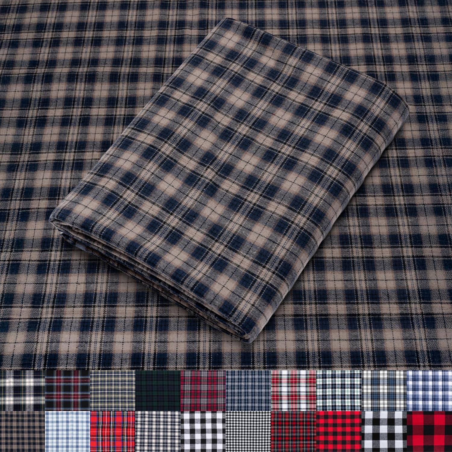 Pico Textiles 10 Yards Bolt Brown and Blue Tartan Plaid Fabric
