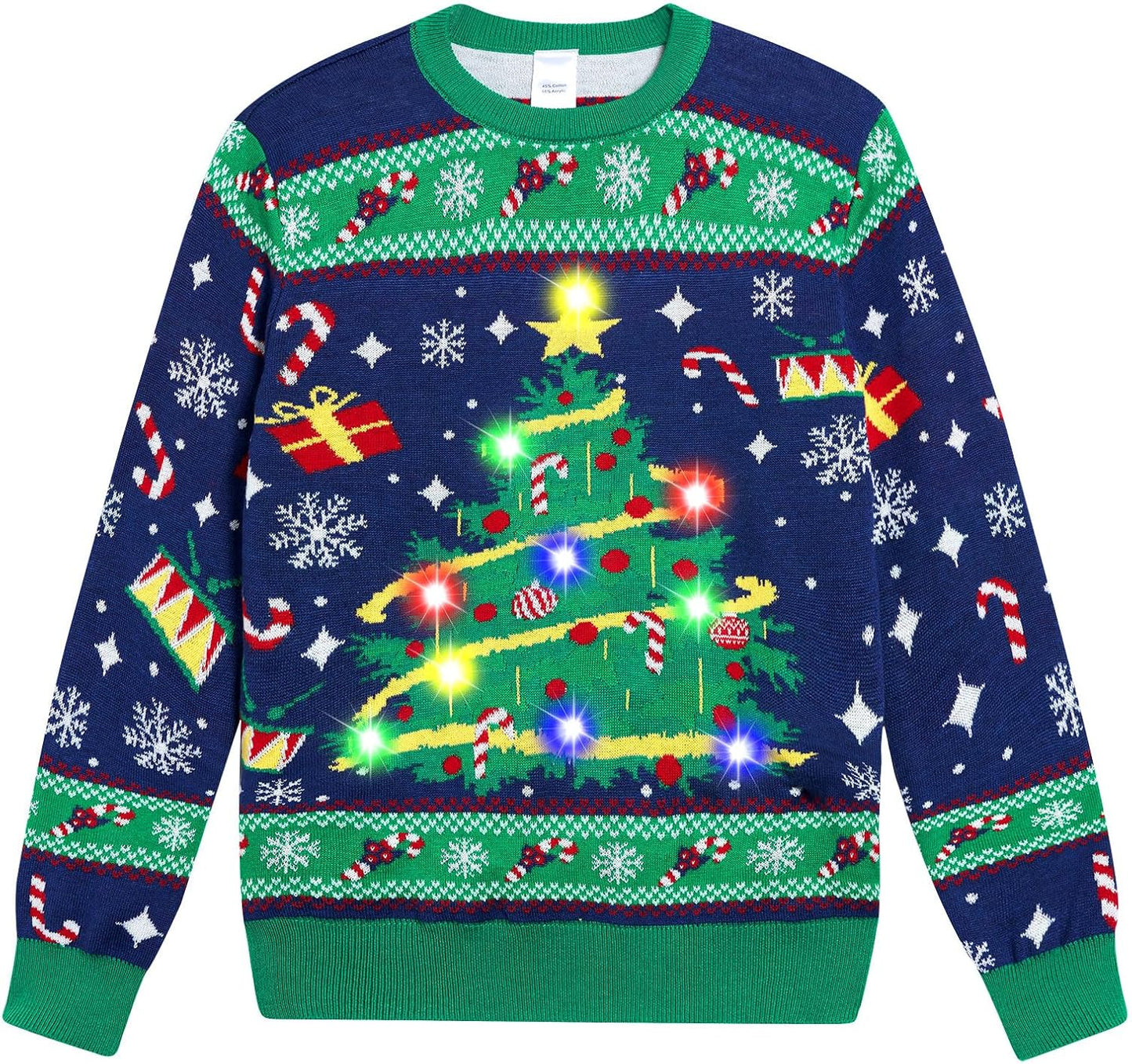 Funnycokid Kids Ugly Christmas Sweater Light Up Pullover 7-14