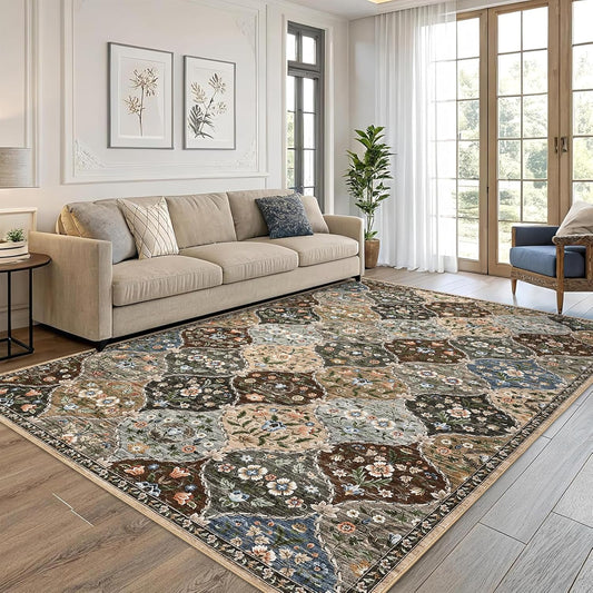 5x7 Moroccan Trellis Area Rug - Vintage Distressed Design