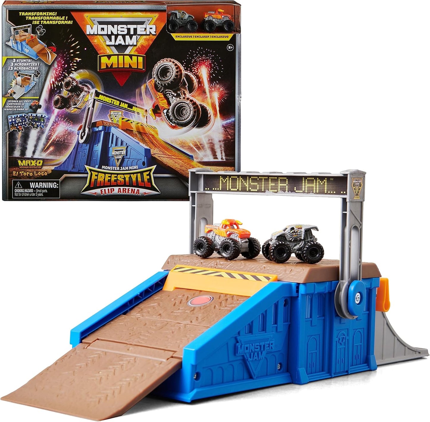 Monster Jam Mini Flip Arena Set - 2 Trucks Included!