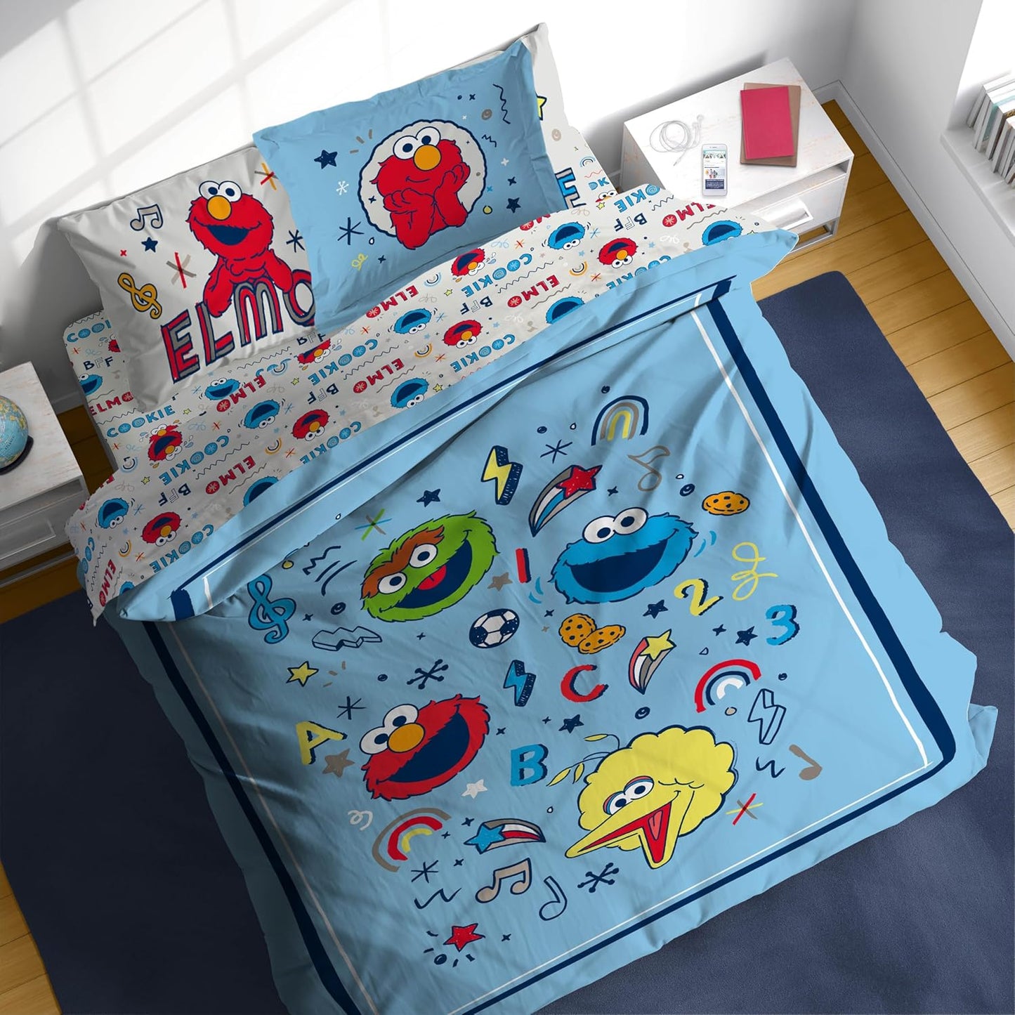 Sesame Street Full Comforter Set for Kids with Elmo & Friends