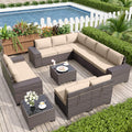 Kurapika 12 Pieces Patio Furniture Set - Modular Rattan Conversation