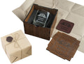 Dungeons Master gift Whisky Glass Set - Oak Box & Leather Coaster