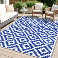 OLANLY Waterproof Outdoor Rug 5x8 ft - Reversible Blue & White