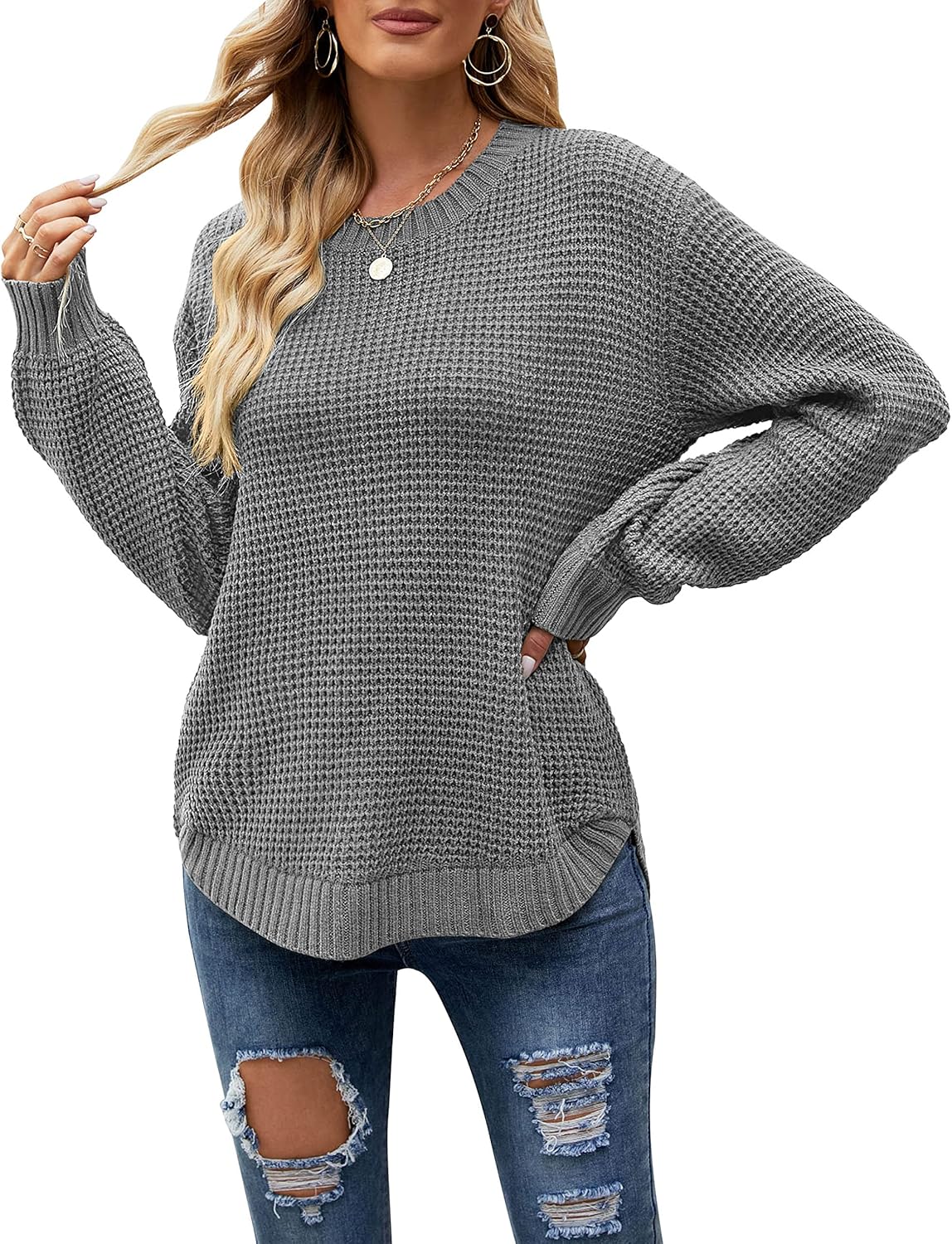 MEROKEETY Women's Fall Long Sleeve Sweater for Trendy Style
