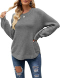 Waffle Knit Pullover Sweater Women Long Sleeve - Cozy Fall Staple