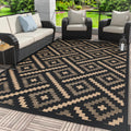 Outdoor Rug 6ftx9ft Reversible Waterproof Patio Mat - Mix Black Brown
