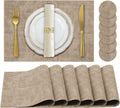 Faux Leather Placemats Set of 6 - Heat Resistant, Easy Clean