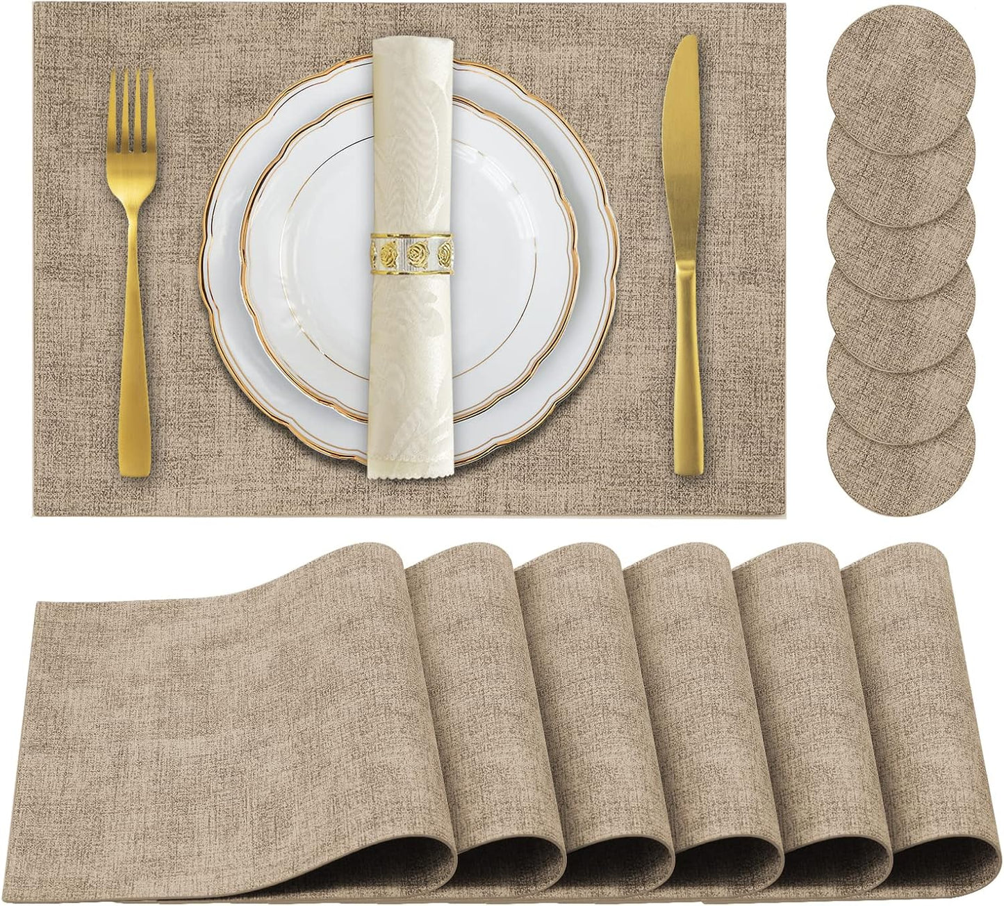 Faux Leather Placemats Set of 6 for Elegant Dining Experience