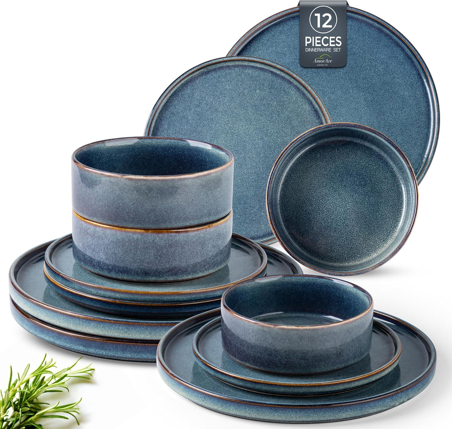 Handmade Reactive Glaze Dinnerware Set for 4, 12pc