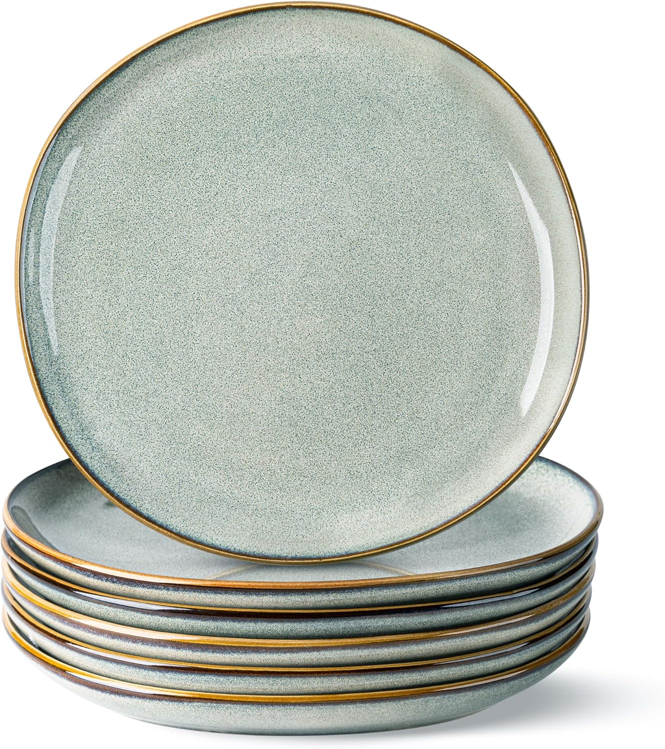 Handmade Reactive Glaze Stoneware Dinner Plates Set of 6