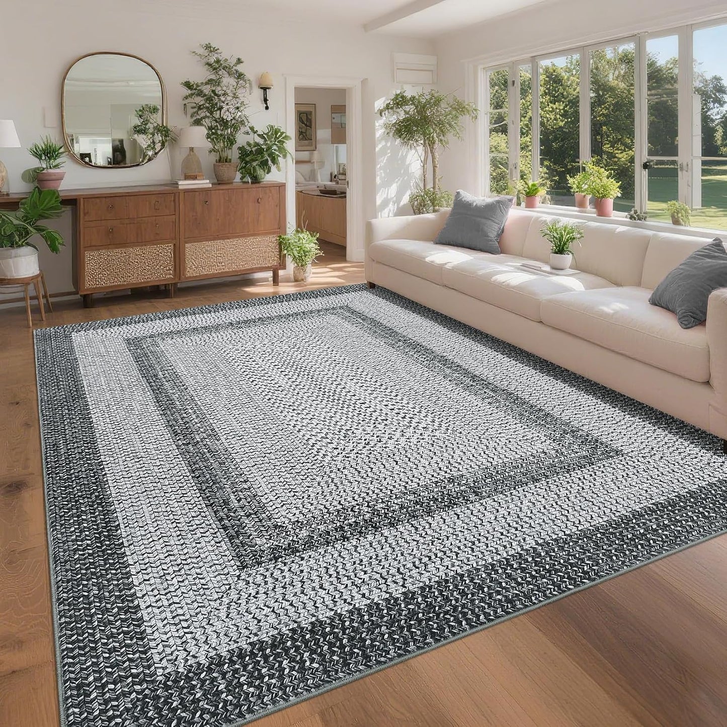 Washable Area Rug 10x13 for Living Room and Bedroom Use