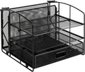 Rectangular Desk Organizer 3 Tray with Drawer and File Holder