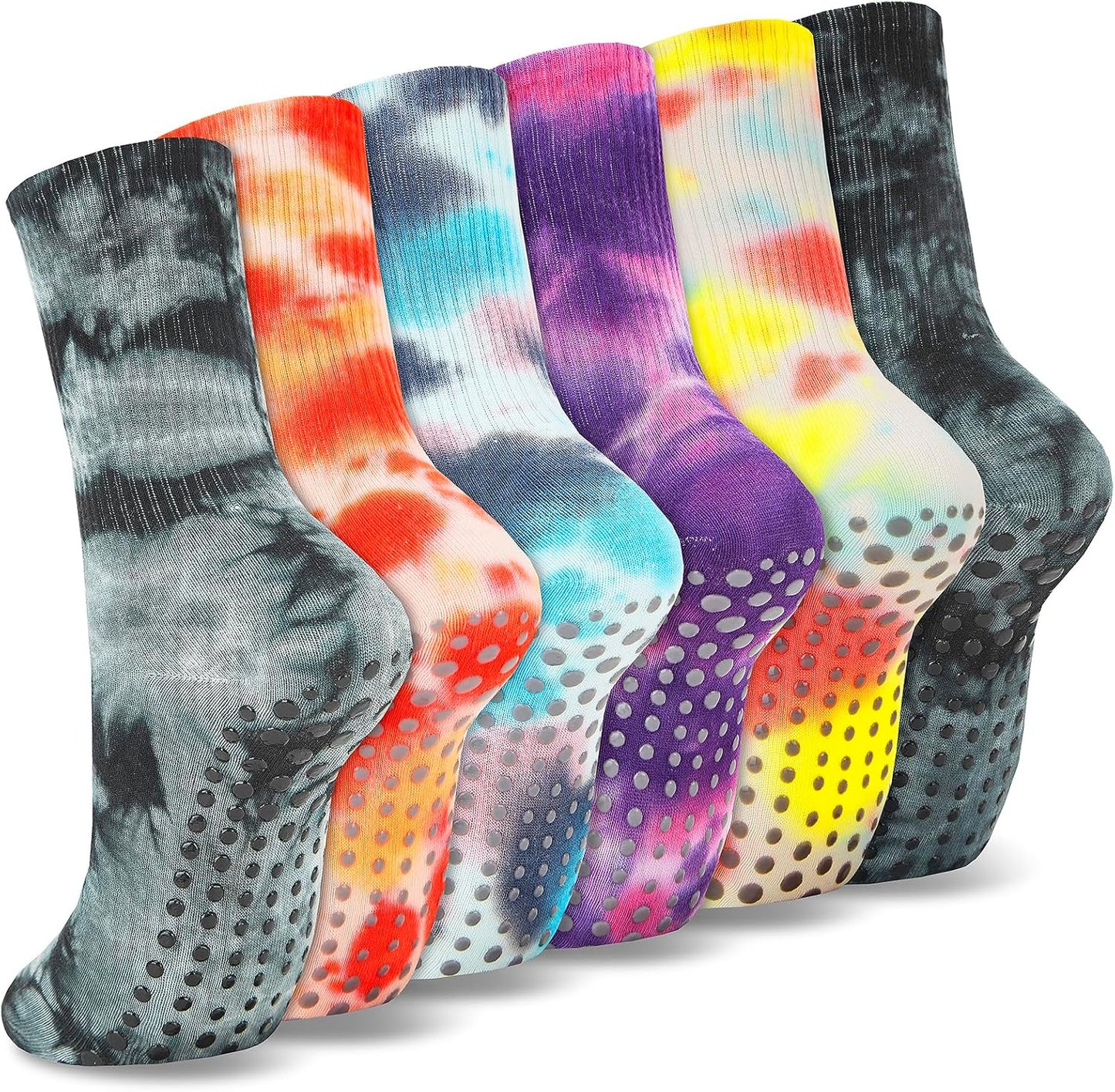 Cute Tie Dye Pilates Grip Socks - Anti-Slip Comfort