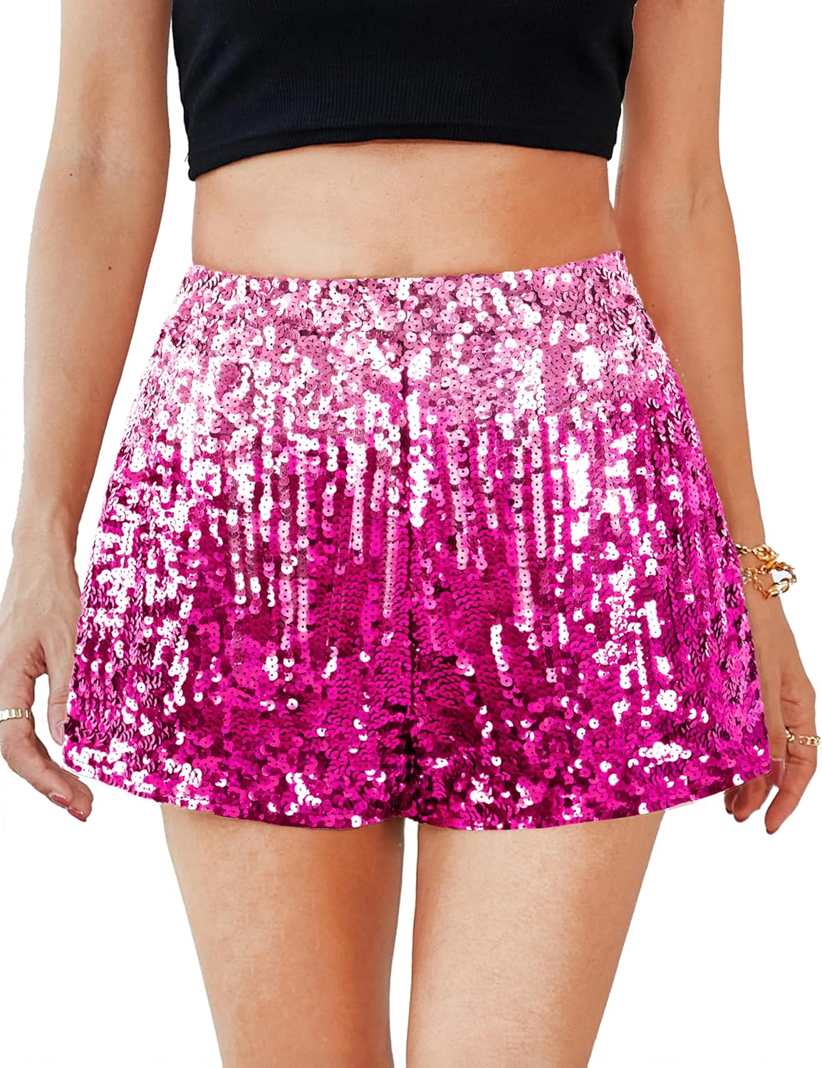 High Waisted Sequin Shorts for Women - Sparkly Party Style